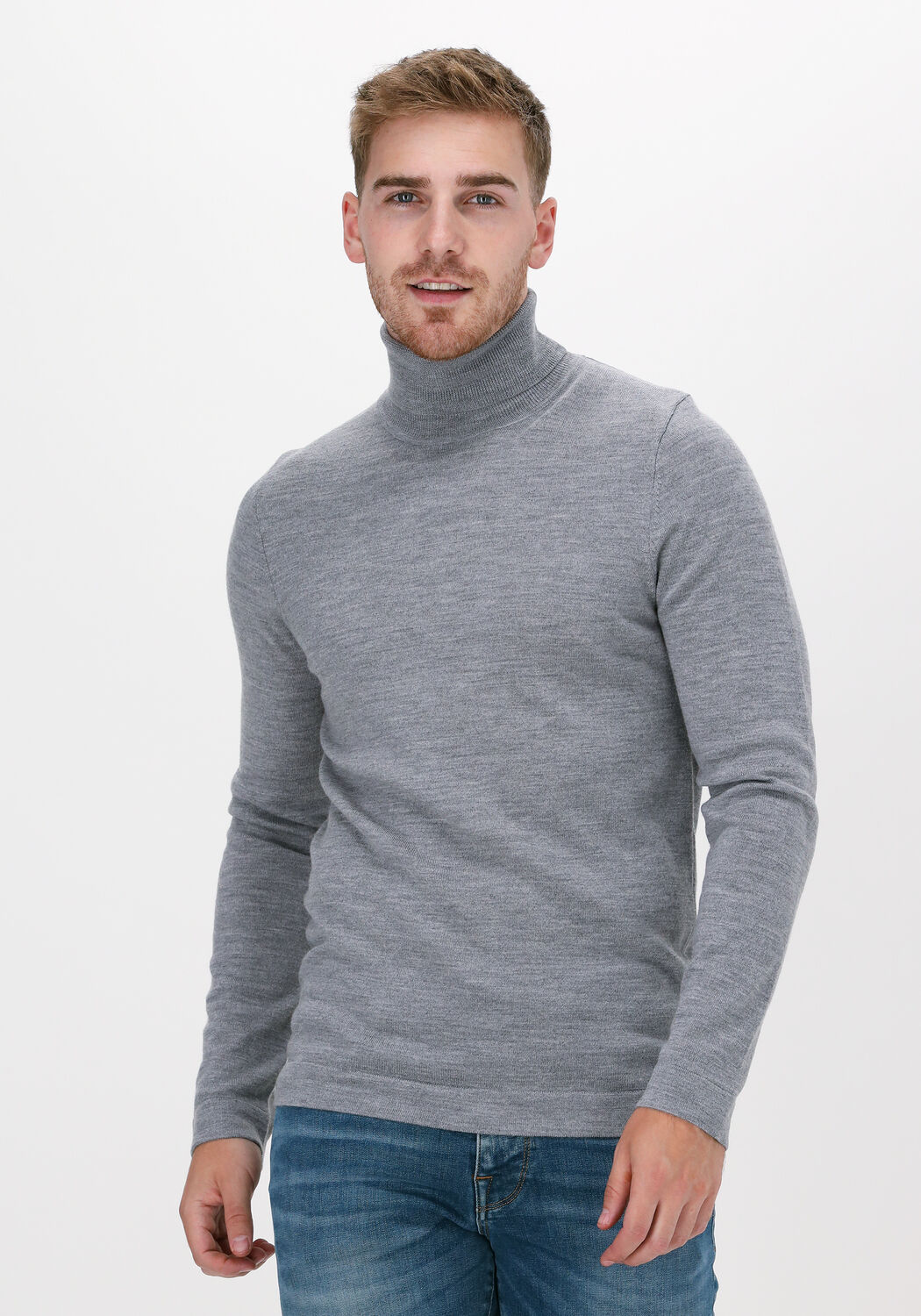 Grauer rollkragenpullover Clearance